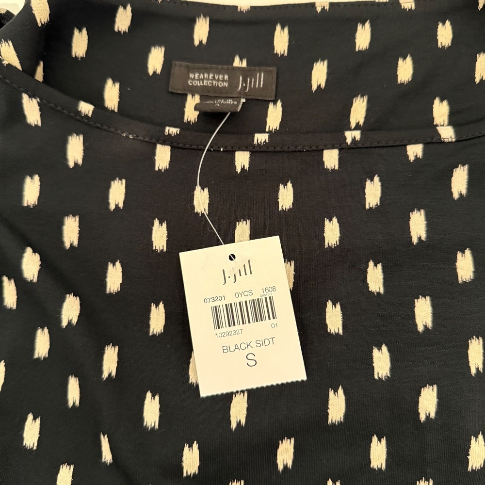 J.Jill new with tags black and ivory swing dress from Wearever collection size S - Picture 4 of 4